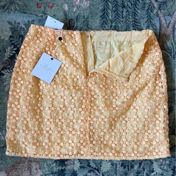 Floral Lace Top and Skirt Set in OrangeYellow - Picture 6 of 7